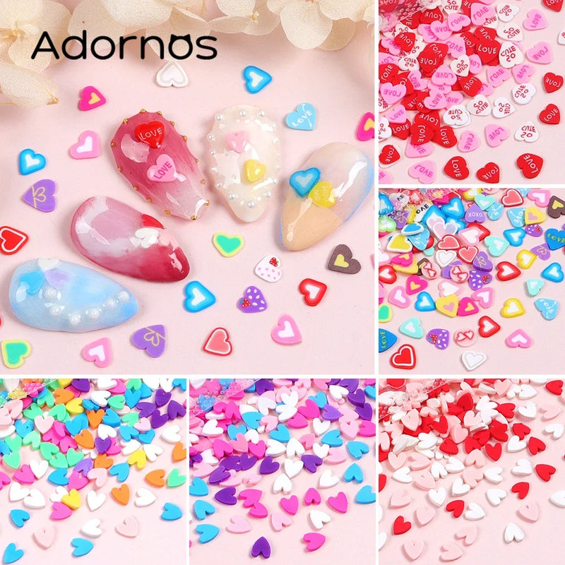 Resin Filling Love Heart Clay Slices – Valentine Kawaii Heart Sprinkles for DIY Crafts & Nail Art