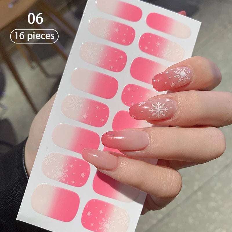 Pink Nude Full Cover Nail Stickers – Gradient Self-Adhesive Nail Wraps