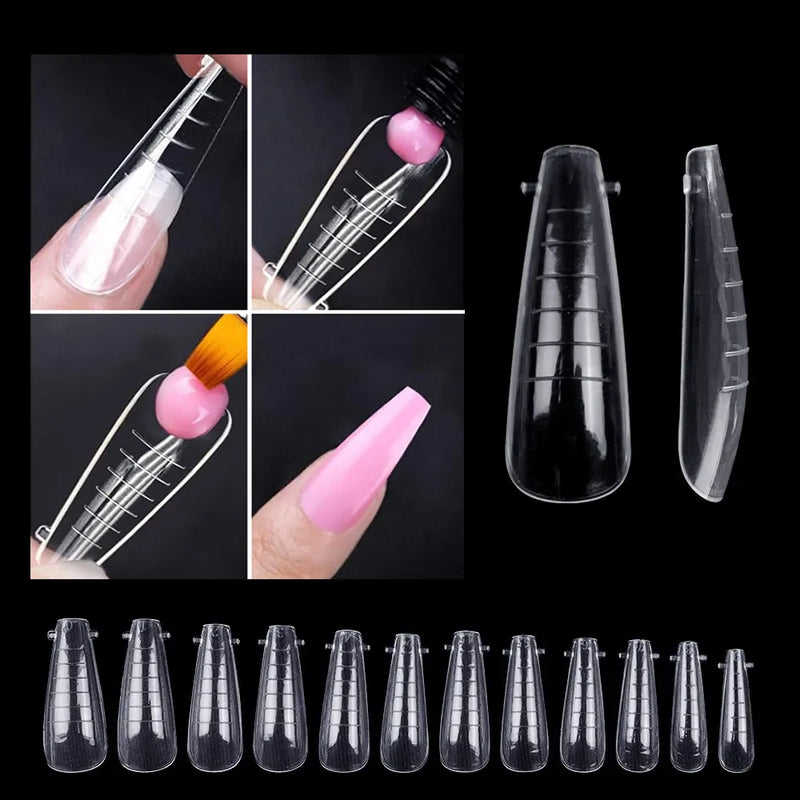 Fake Nails Poly Extension Gel Nail Form Coffin Nails Clear Ballerina Nail Tips Full Cover