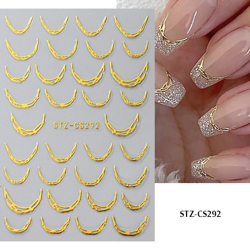 3D Gradient French Line Nail Stickers – Elegant DIY Nail Art Decals for French Tips & More