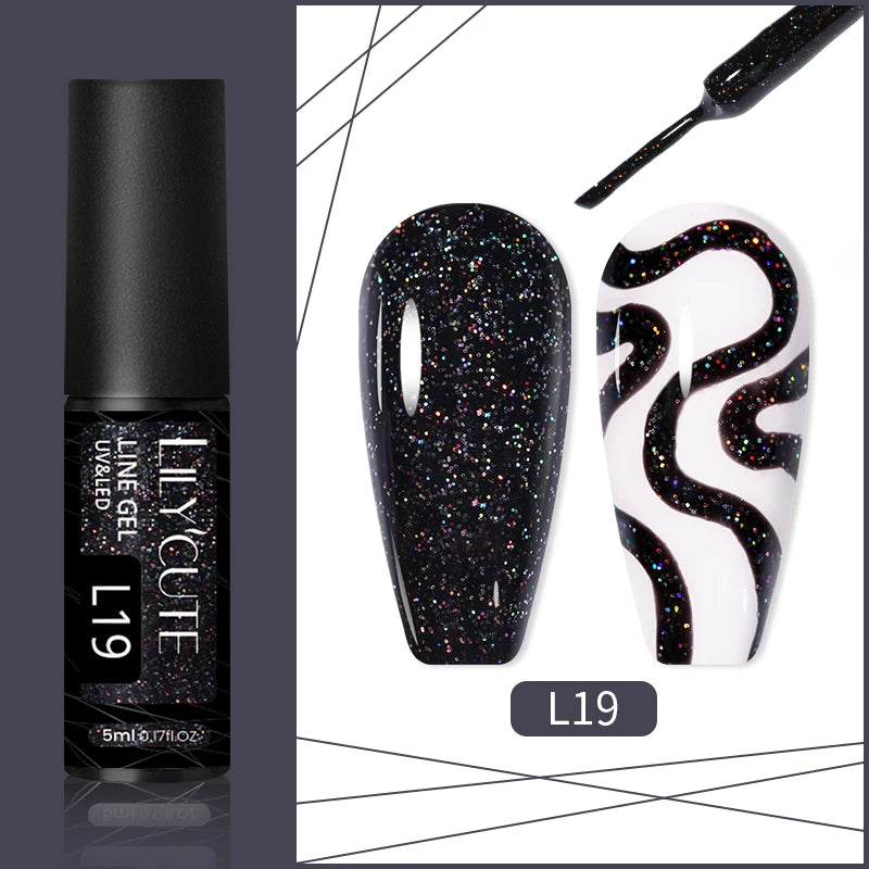 LILYCUTE 5ml Super Bright Metallic Painting Liner Gel – Silver & Holographic UV Gel & More Colours