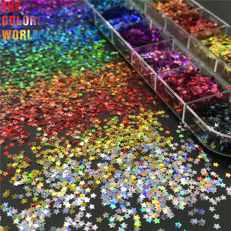 Holographic Small Size Star Nail And Hair Glitter Sequins Flat Five-pointed Star Loose Sequin