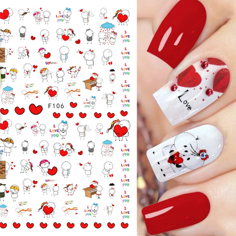 3D Fashion Poster Portrait Flower Nail Art Stickers – DIY Nail Decals