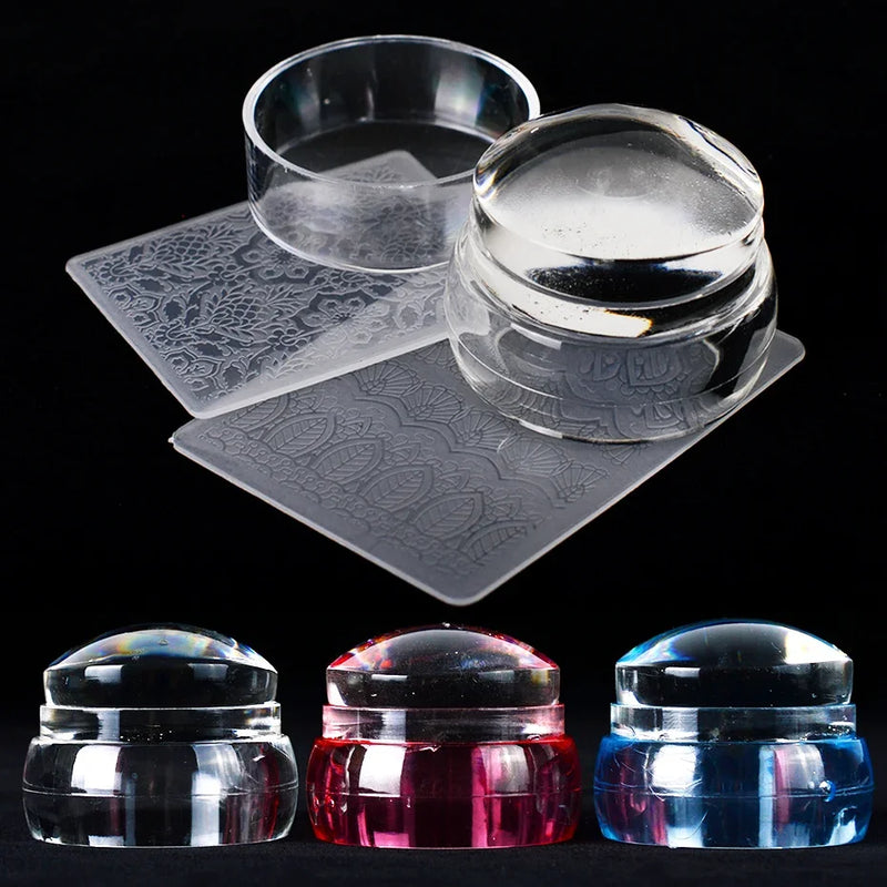 3pcs Jelly Silicone Nail Art Stamper & Scraper Set – Perfect for Stamping & Nail Designs