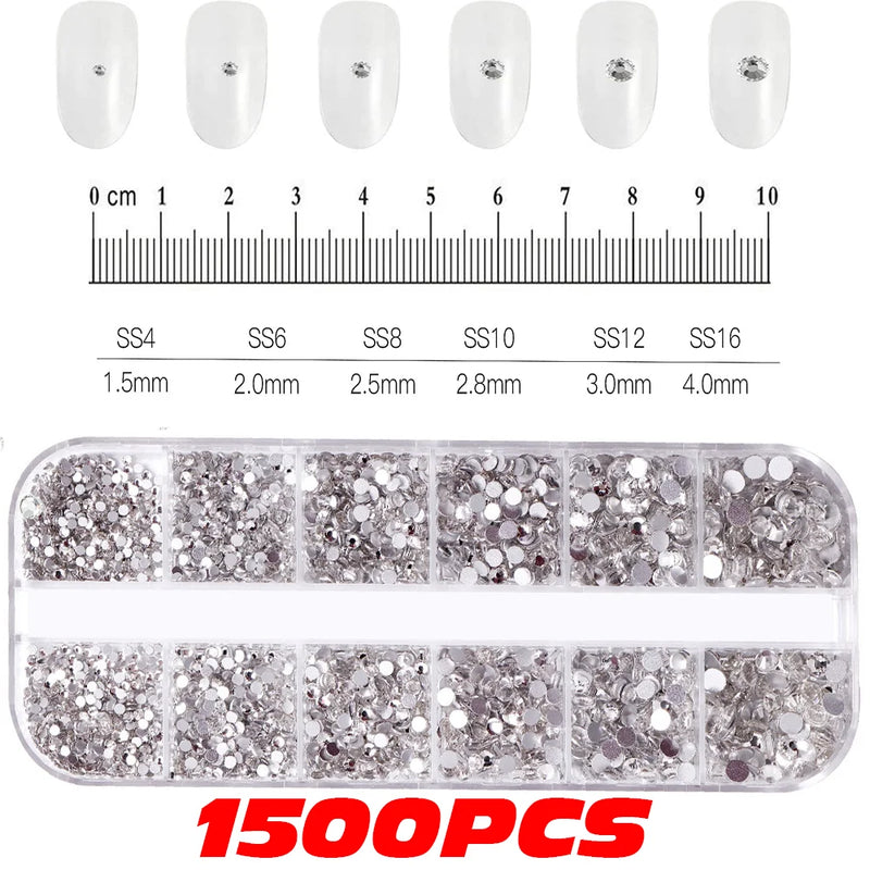 10,000PCS Mini Nail Rhinestones – Mixed Colours Glitter Crystal Stones Flatback Nail Charms