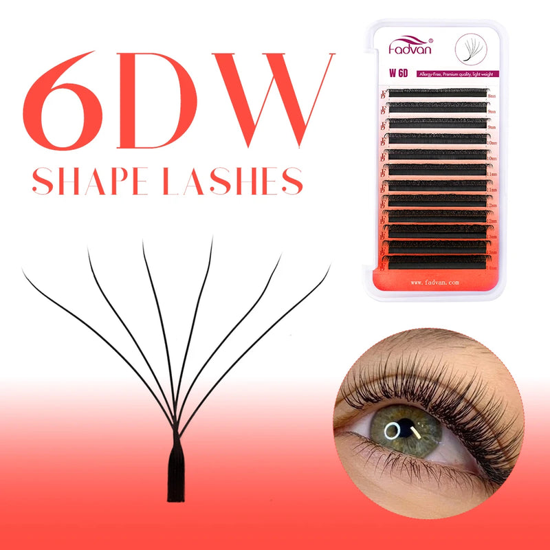 FADVAN W-Shaped Premade Volume Fans – 2D to 8D Faux Mink Eyelash Extensions