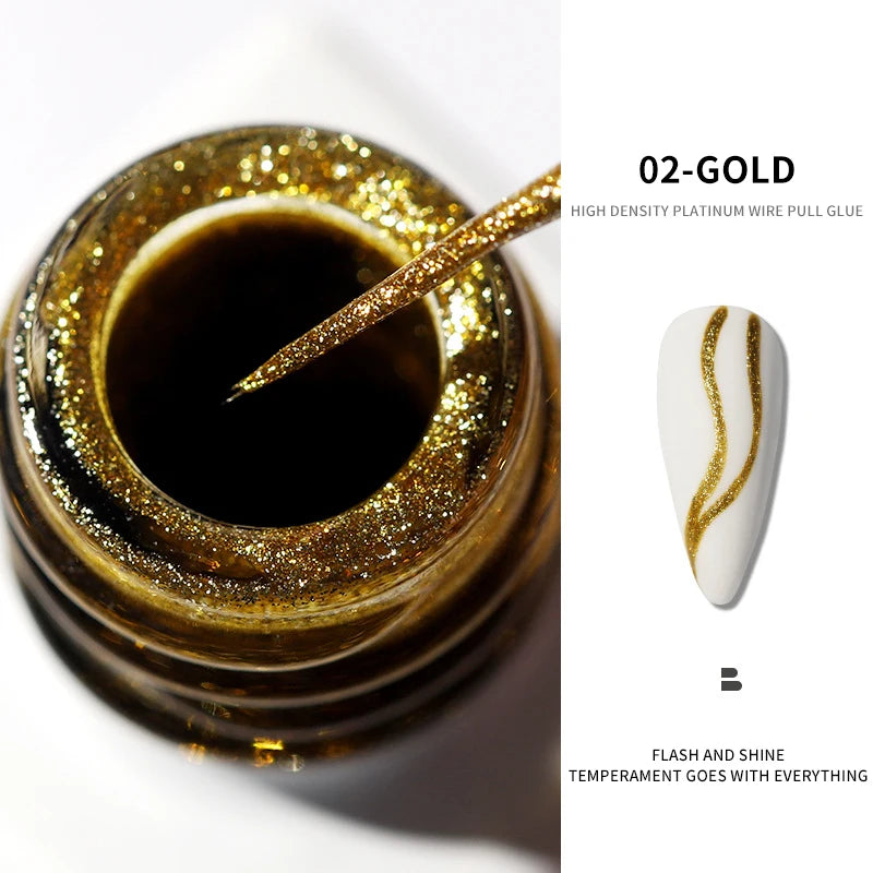 1 Metallic Gold Gel Nail Polish – French Nail Art, Glitter Painting Gel for Stunning Nail Designs