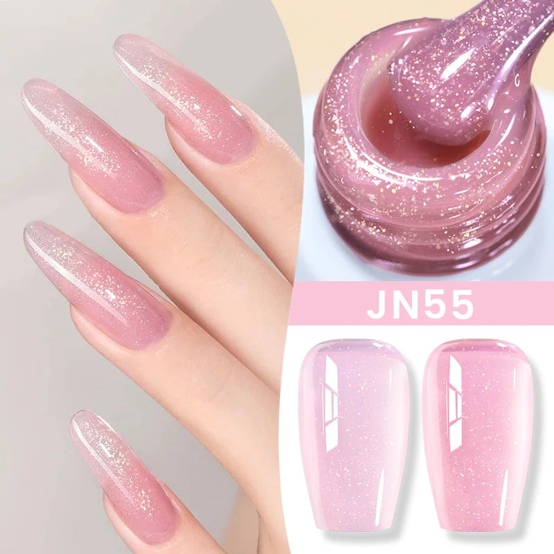 BORN PRETTY Jelly Nude Gel Nail Polish 10ml - Light Pink Peach Translucent UV Gel Varnish