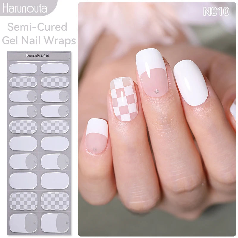 Harunouta Milky Jelly White Semi-Cured Gel Nail Wraps – 20 Tips