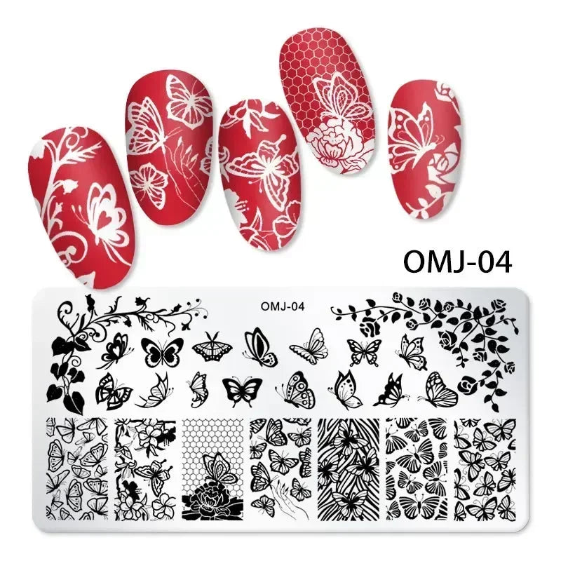 Nail Stamping Plates – Animal Prints, Letters, Hearts, Flowers & More – Stencil for Nail Art Designs