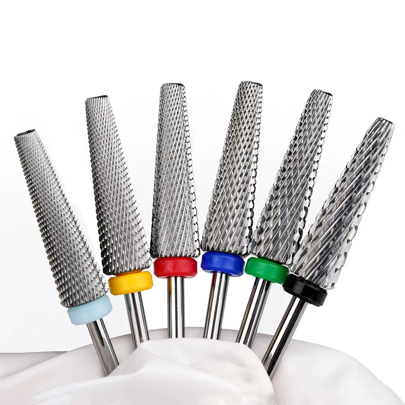 5 In 1 Bits Extra Long Tungsten Steel Nail Drill Bits Milling Cutter For Nail Polish Glue UV Gel