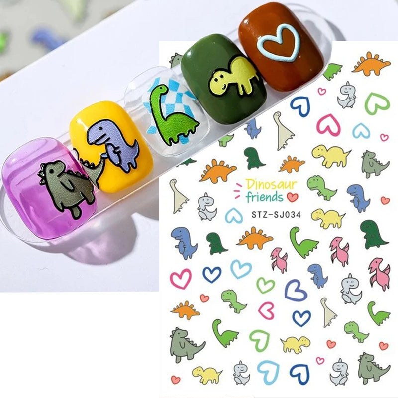 Cute 3D Cartoon Animal Nail Stickers – Dog, Cat & Bunny & More Self-Adhesive Manicure Decals