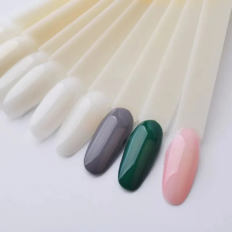 50PCS Clear & Natural Nail Colour Display Tips – Fan-Shaped Practice Palette for Gel Polish