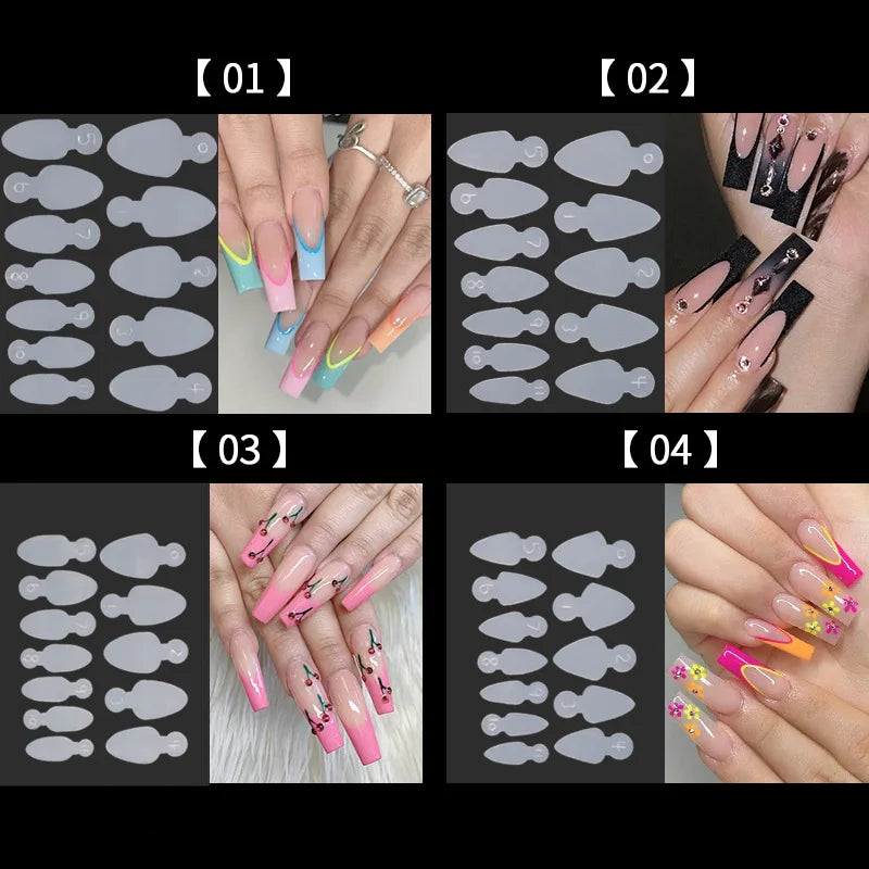 Dual Nail Forms False Tips for Gel Extension Quick Building French Nails Mold Soft Silicone Pads