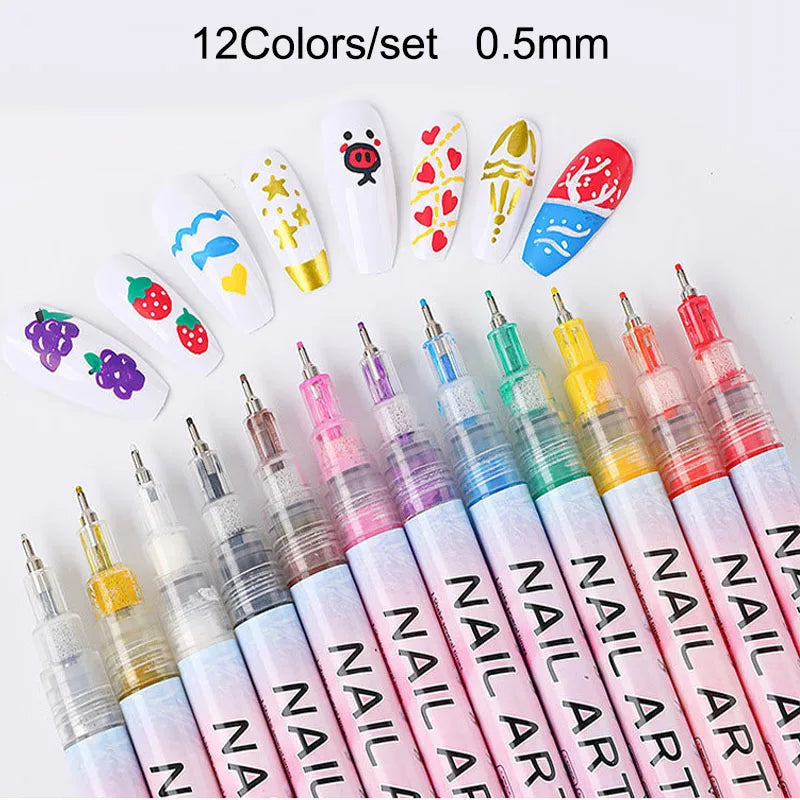 Waterproof Nail Art Drawing Pens – Acrylic Liner for DIY 3D Designs, Fine Patterns & Graffiti