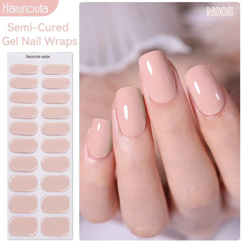 Harunouta Milky Jelly White Semi-Cured Gel Nail Wraps – 20 Tips