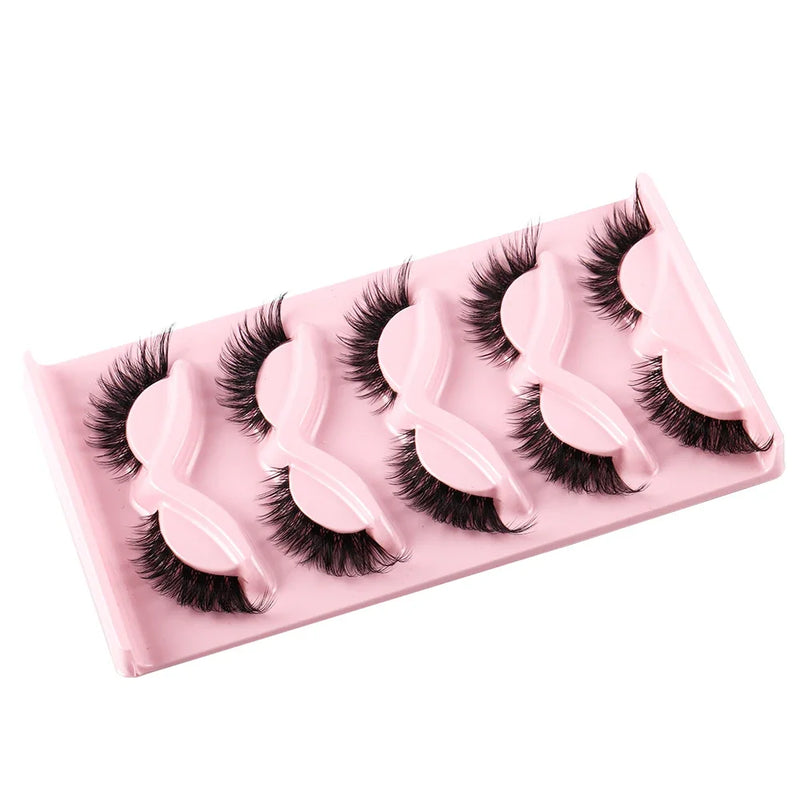 5 Pairs Cat Eye Faux Mink Lashes – Natural Winged Eyelashes