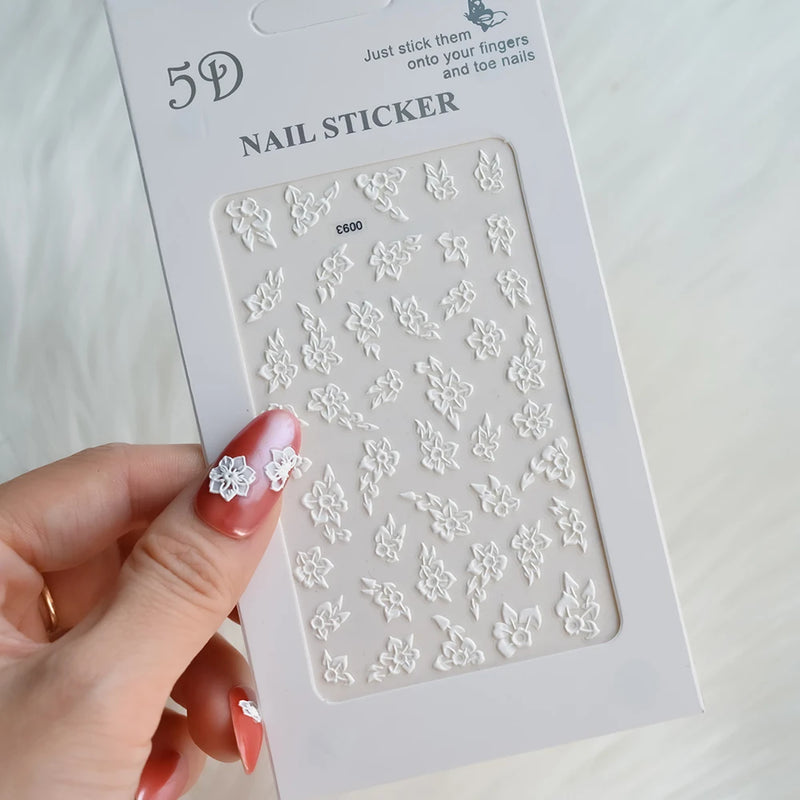 PC 3D Macaron Flower/Fruit Nail Charms Sticker - Embossed Designs Slider Decals