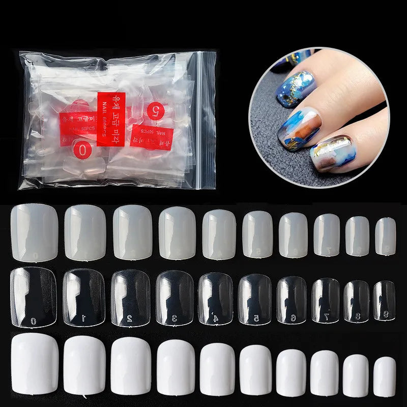 500Pcs Clear White Natural Round Cover French False Acrylic Nail Tips UV Gel Manicure Ultra Flexible