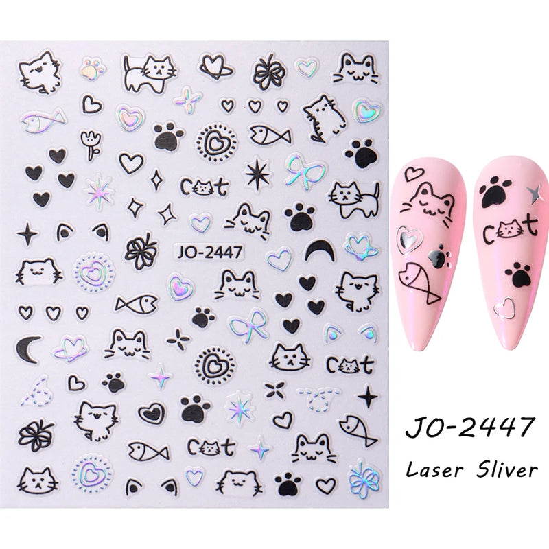 Cute 3D Cartoon Animal Nail Stickers – Dog, Cat & Bunny & More Self-Adhesive Manicure Decals