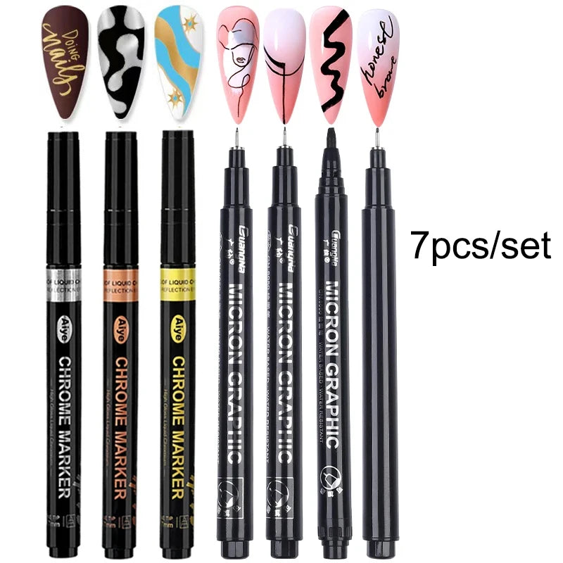 Waterproof Nail Art Drawing Pens – Acrylic Liner for DIY 3D Designs, Fine Patterns & Graffiti