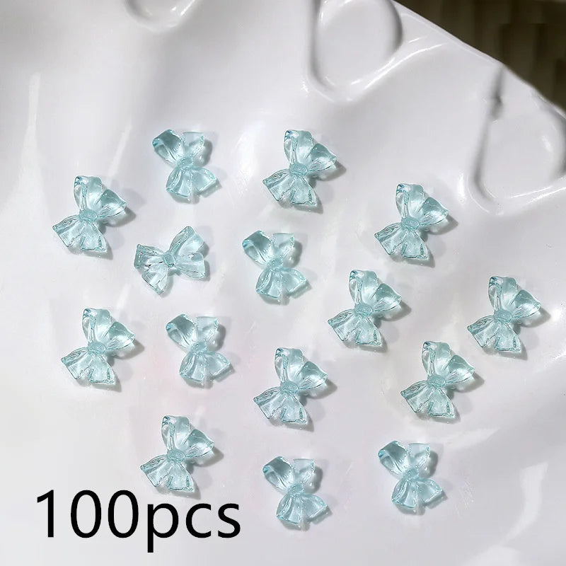 600PCS Nail Charms – Mix Flower, Heart, Bear, Bow Resin Rhinestones for Nail Art