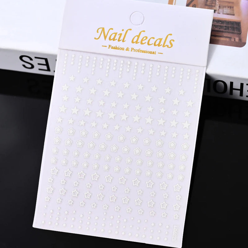 3D Gold Sun/Moon/Star Bronzing Nail Art Stickers – Gold & Silver Self-Adhesive Decals