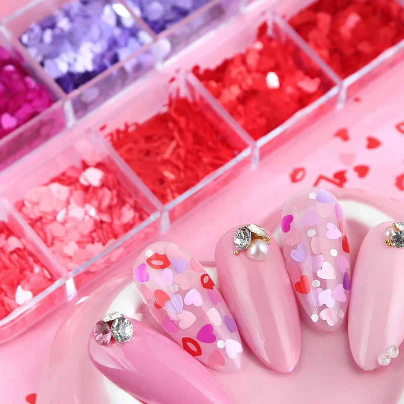 Pearlescent Love Heart Resin Sequins – Red Lip & Letter Glitter Flakes for DIY Resin Moulds & Nail Art