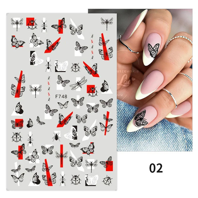 3D Fashion Poster Portrait Flower Nail Art Stickers – DIY Nail Decals