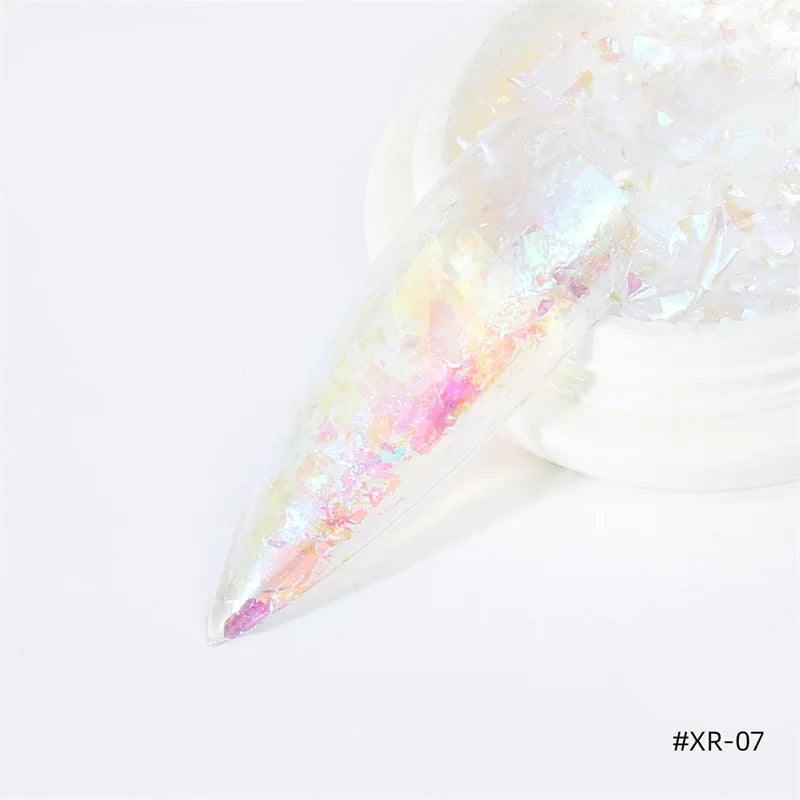 Gold Opal Nail Powder – Mermaid Glitter, Iridescent Chrome Flakes for Stunning Manicure Decorations