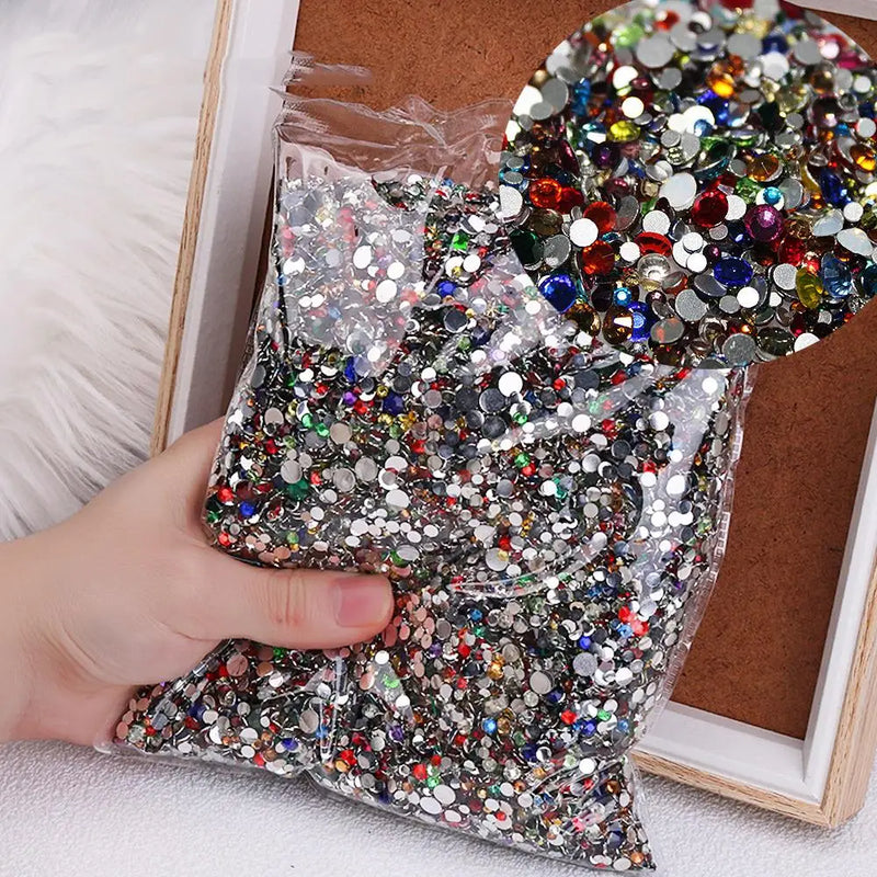 10,000PCS Mini Nail Rhinestones – Mixed Colours Glitter Crystal Stones Flatback Nail Charms