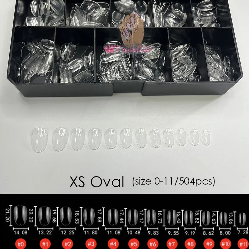 Gel X Nails Extension System - Full Cover Sculpted Clear Medium Coffin Nail Tips for Press-On Nails