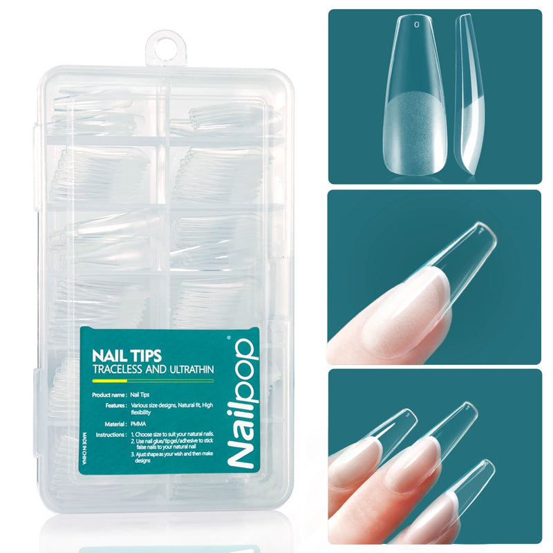 Nailpop Soft Gel Tips – Medium Almond & Coffin Nail Extensions (120pcs/Box)