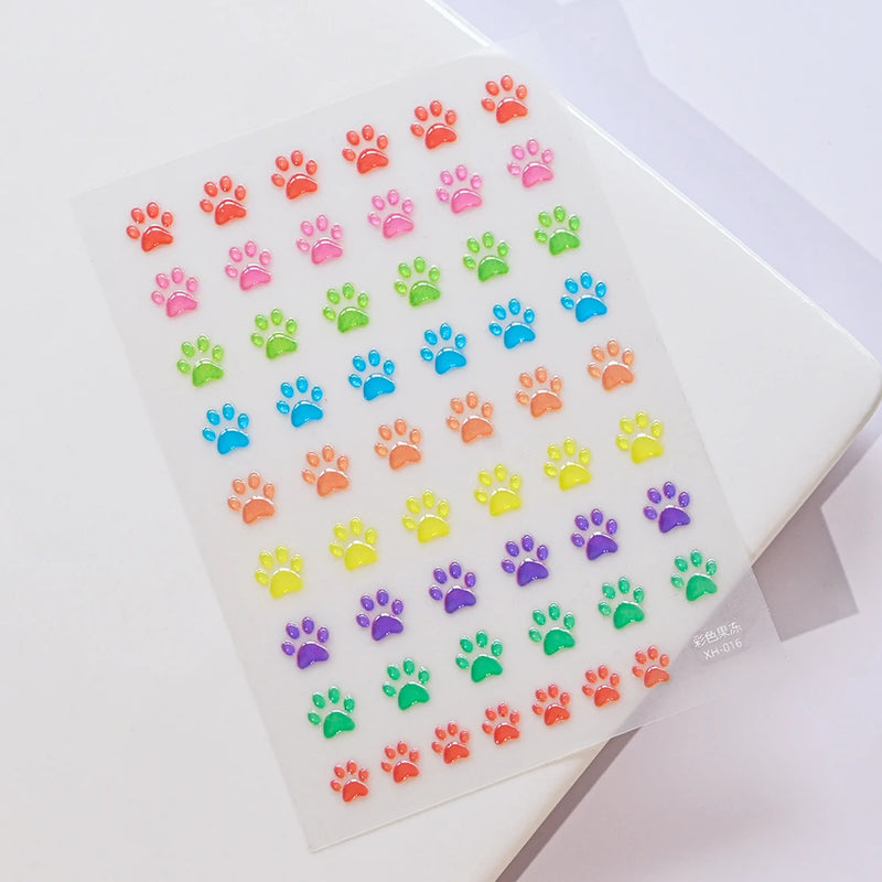 PC 3D Macaron Flower/Fruit Nail Charms Sticker - Embossed Designs Slider Decals