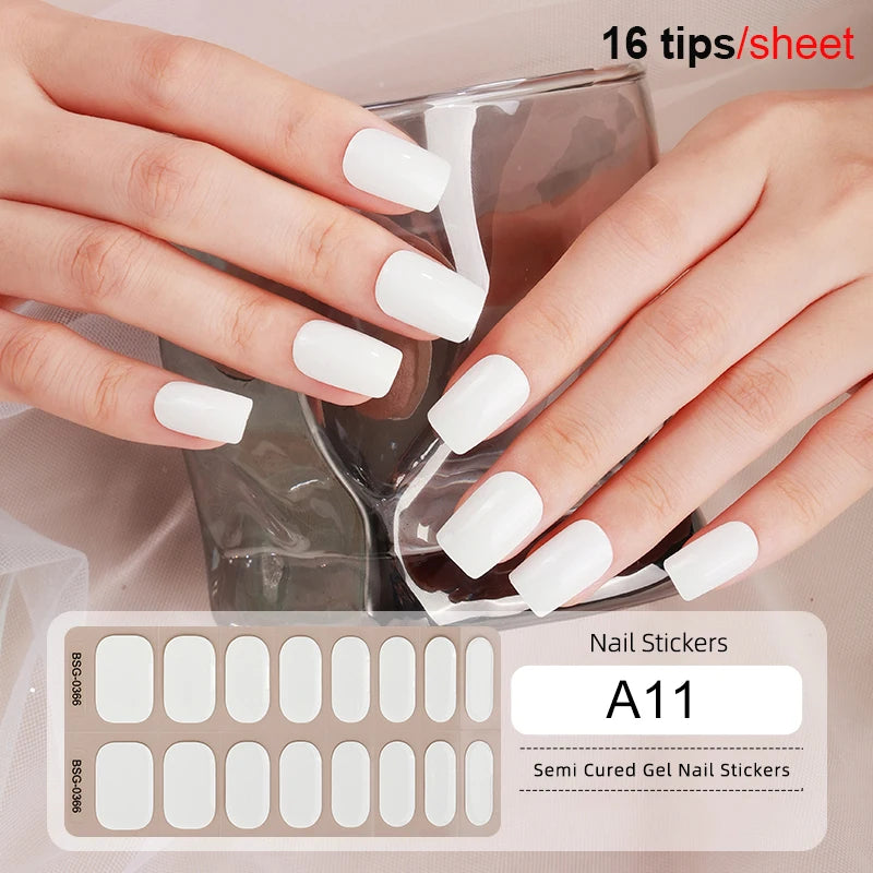 Harunouta Milky Jelly White Semi-Cured Gel Nail Wraps – 20 Tips