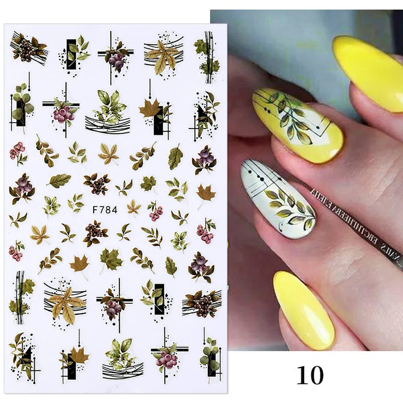 3D Fashion Poster Portrait Flower Nail Art Stickers – DIY Nail Decals