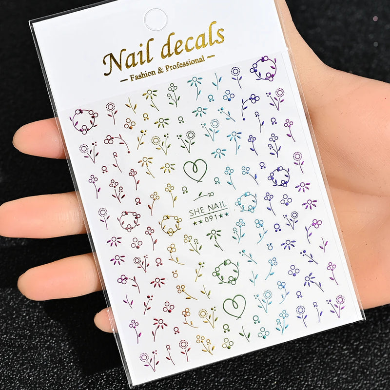 3D Gold Sun/Moon/Star Bronzing Nail Art Stickers – Gold & Silver Self-Adhesive Decals