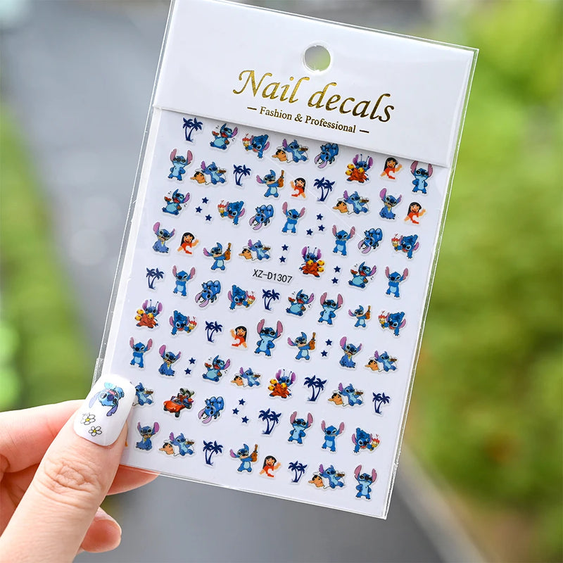 1pc Cartoon Mini Nail Stickers – 3D Cartoon Decal Stickers for Nail Art Decorations