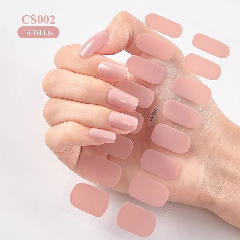 Pink Nude Full Cover Nail Stickers – Gradient Self-Adhesive Nail Wraps