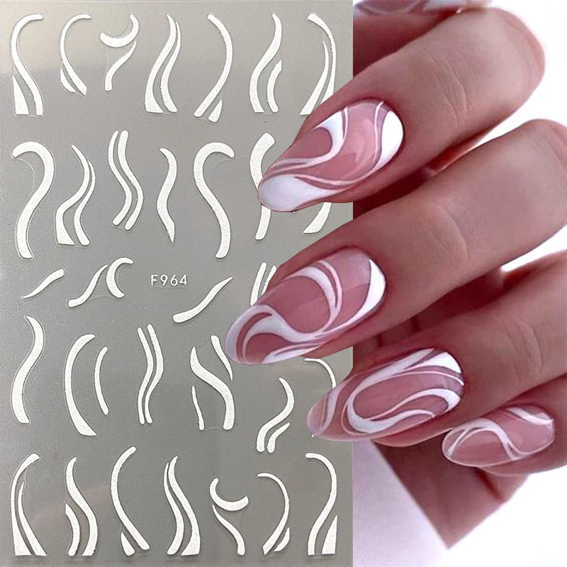 3D Gradient French Line Nail Stickers – Elegant DIY Nail Art Decals for French Tips & More