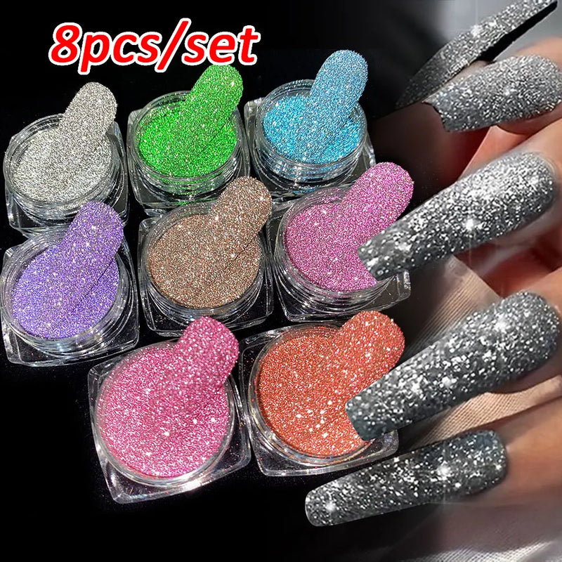 6Pcs Chrome Nail Powder Set – Metallic Mirror Holographic Glitter Rose Gold for DIY Nail Art