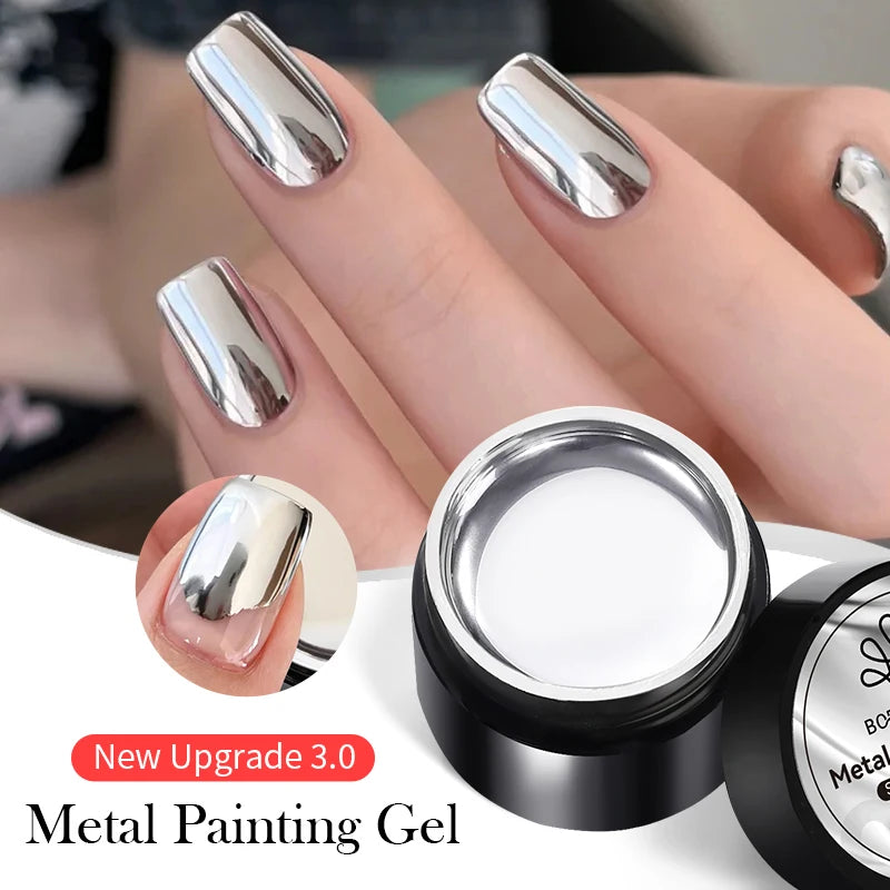 BORN PRETTY Metallic Painting Gel Polish – Gold & Silver Mirror Effect and other Colours