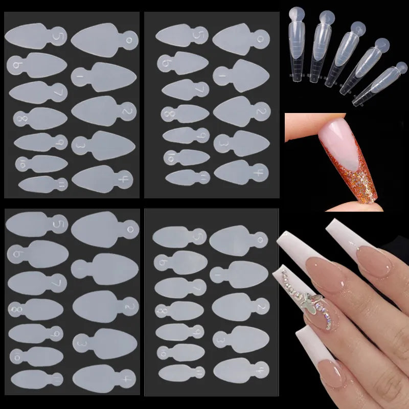 Dual Nail Forms False Tips for Gel Extension Quick Building French Nails Mold Soft Silicone Pads