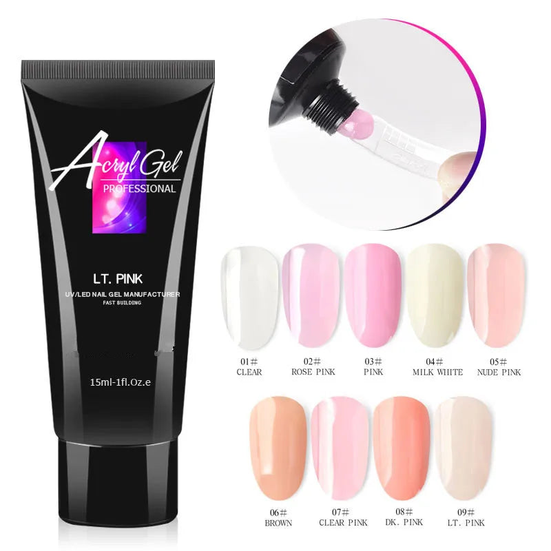 Crystal Extend UV Nail Gel - 15ml Jelly UV LED Quick Extension Gel for Acrylic Tips, Nail Decoration