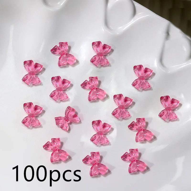 600PCS Nail Charms – Mix Flower, Heart, Bear, Bow Resin Rhinestones for Nail Art