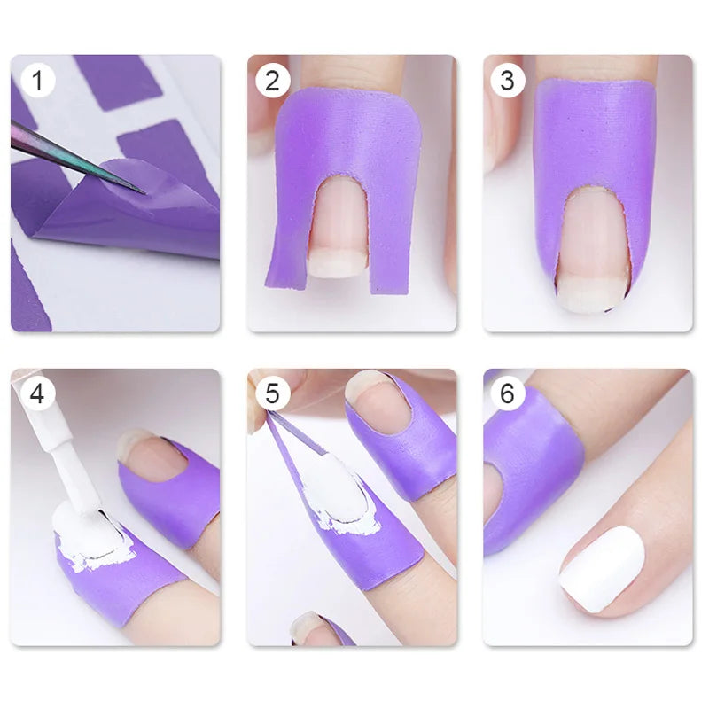 U-Shape Nail Form Guide Stickers – Anti-Splash Peel Tape for Nail Polish & Finger Skin Protection