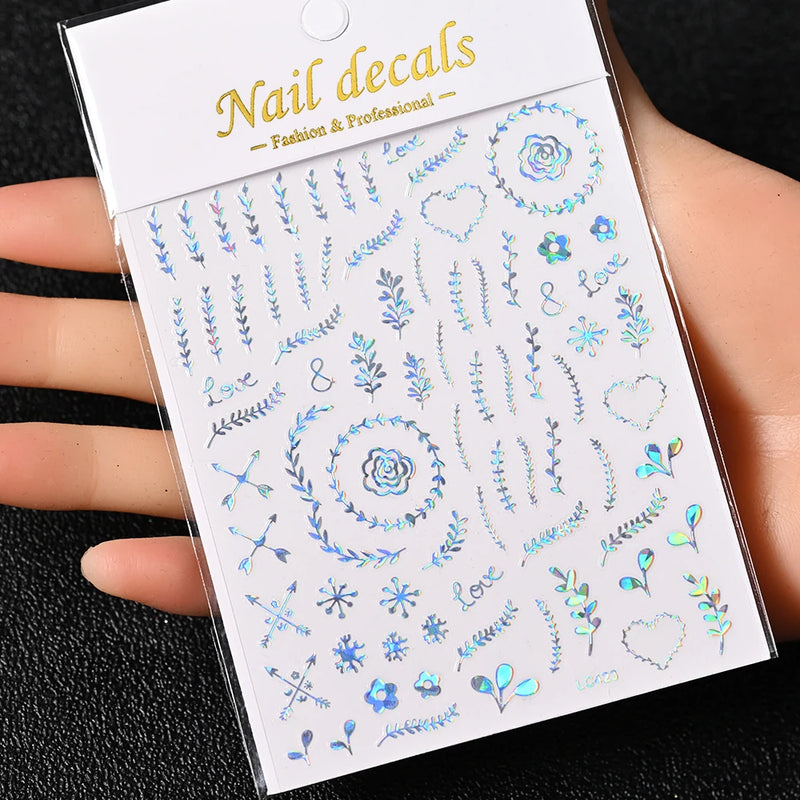 3D Gold Sun/Moon/Star Bronzing Nail Art Stickers – Gold & Silver Self-Adhesive Decals