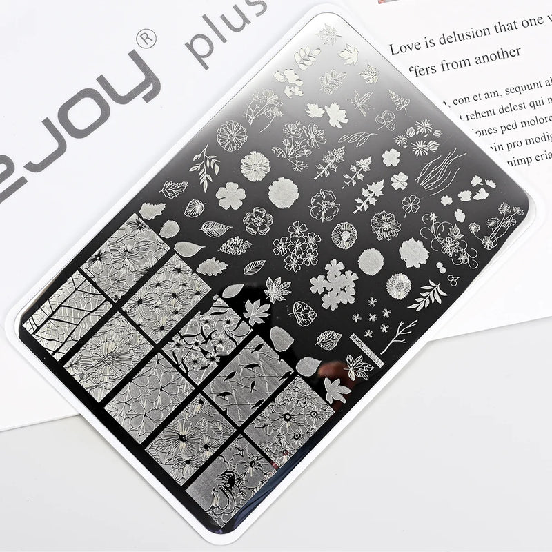 14.5x9.5cm French Snowflakes Nail Stamping Plate – Stainless Steel Nail Art Design Template Tool