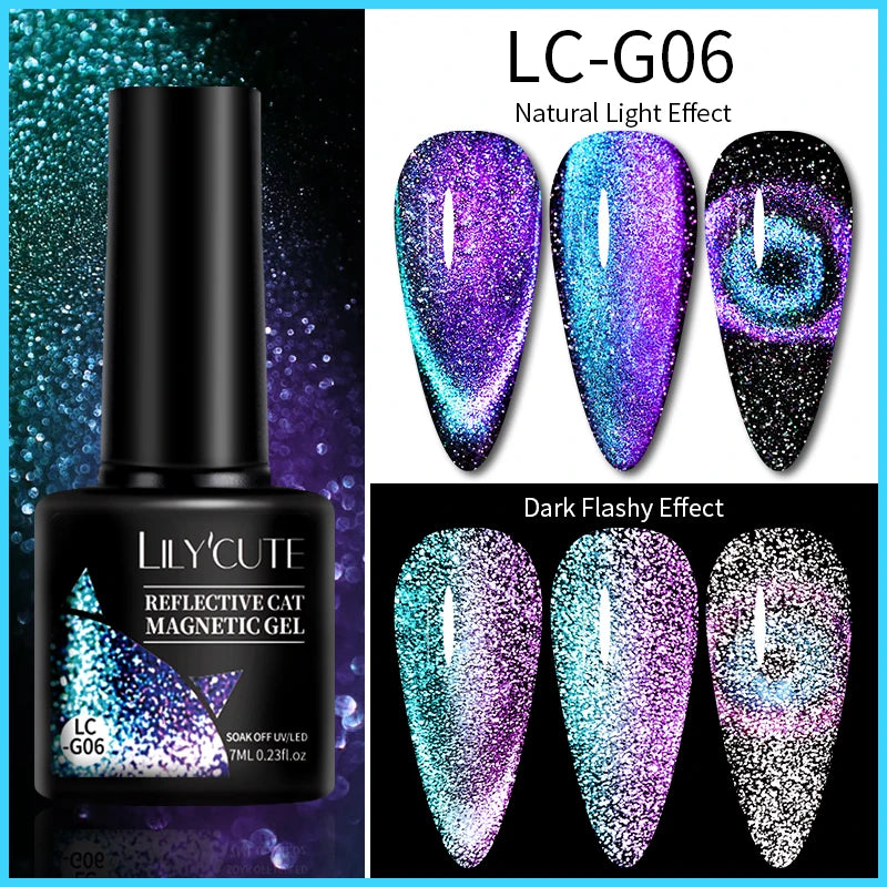 LILYCUTE 7ml Platinum Cat Eye Gel Polish – Rose Gold Foil Effect, Magnetic UV Gel for Nail Art