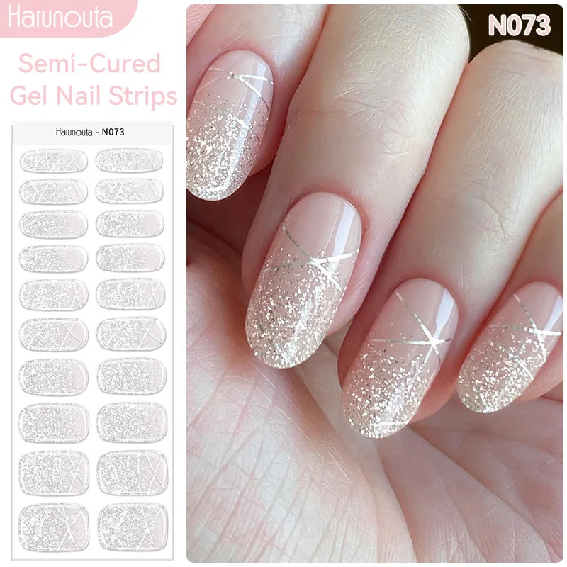 Harunouta Milky Jelly White Semi-Cured Gel Nail Wraps – 20 Tips